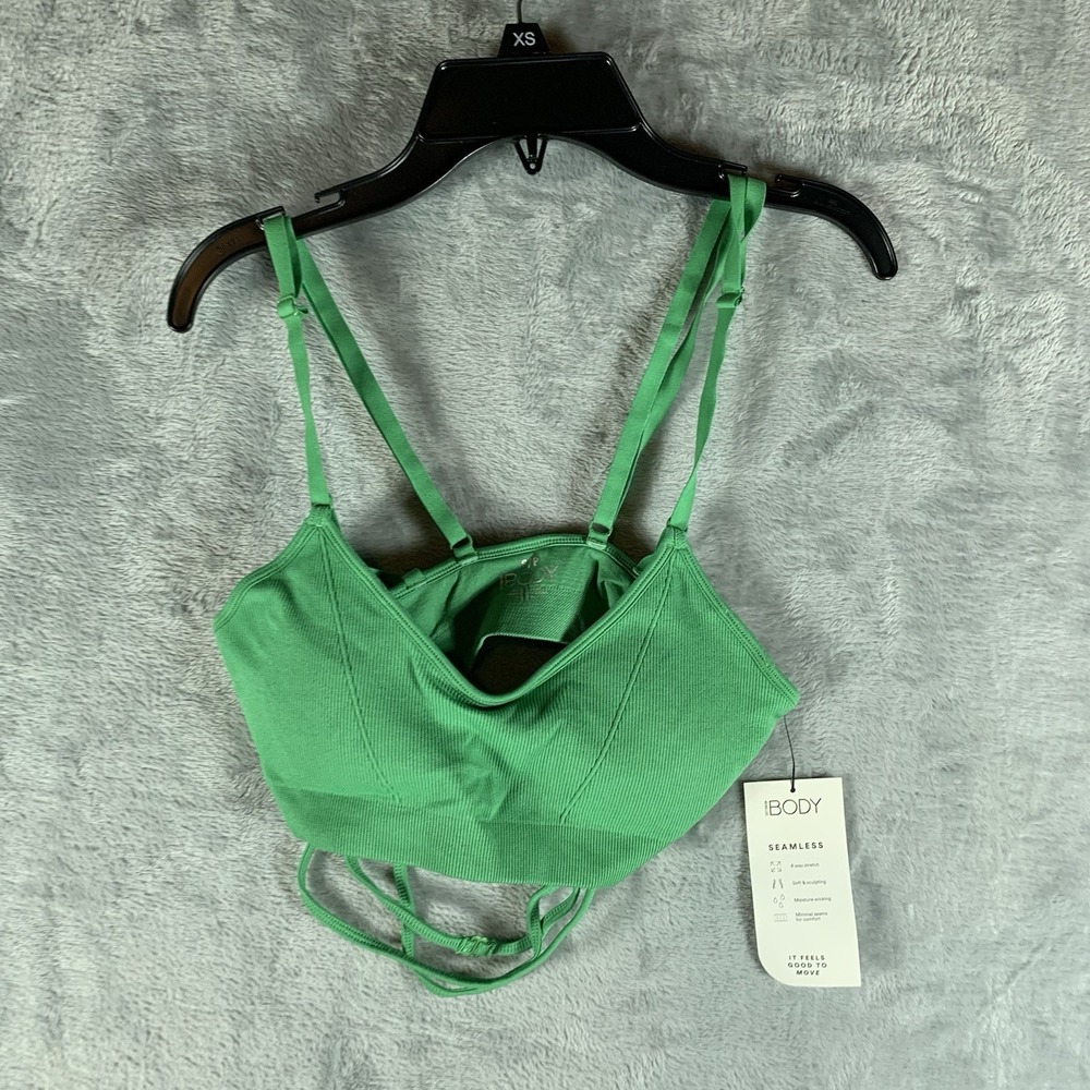 Cotton On Body Women's Sports Bra Seamless Tiny Tie Up Crop Green Chile S‎